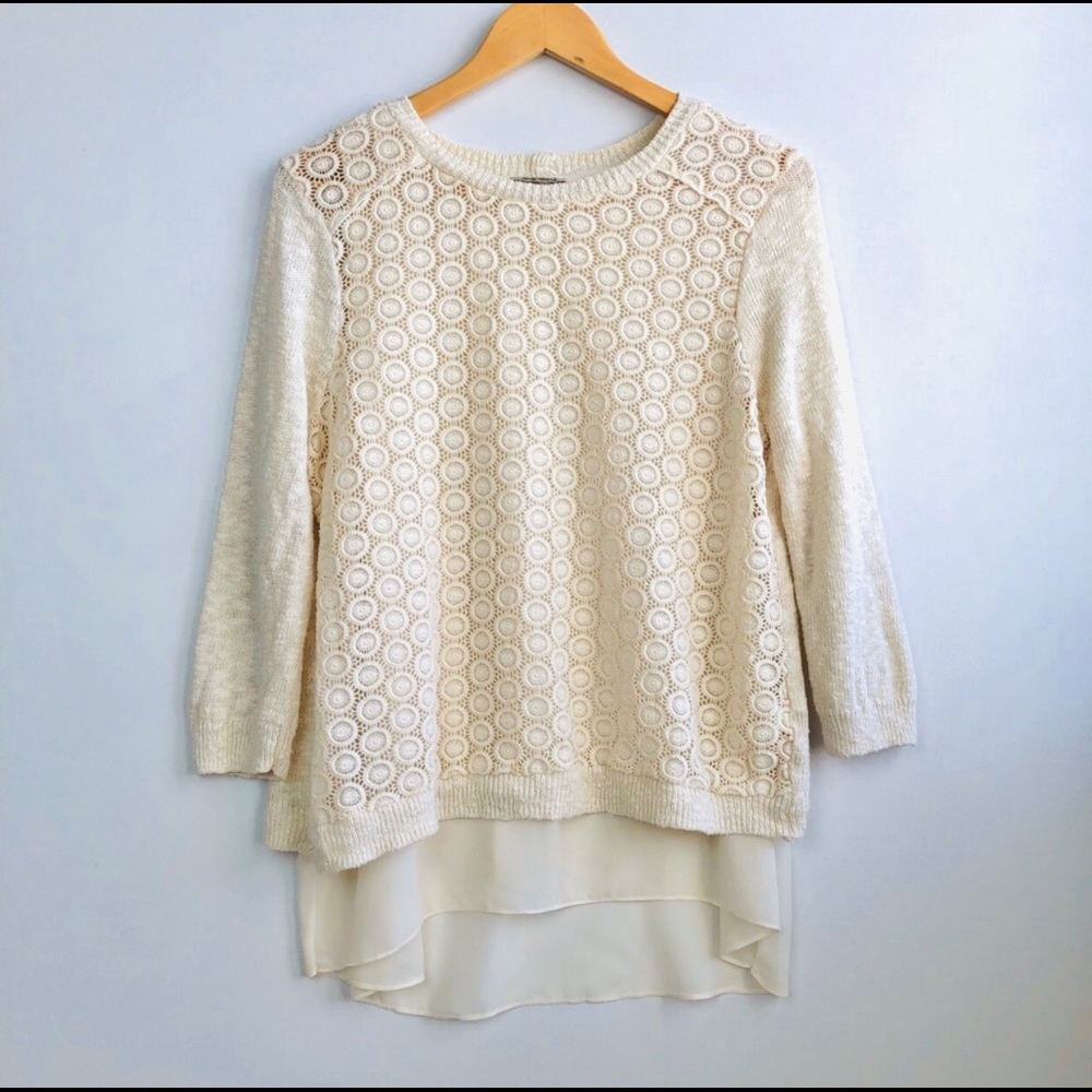 Lucky Brand Mixed Media Pullover Laced